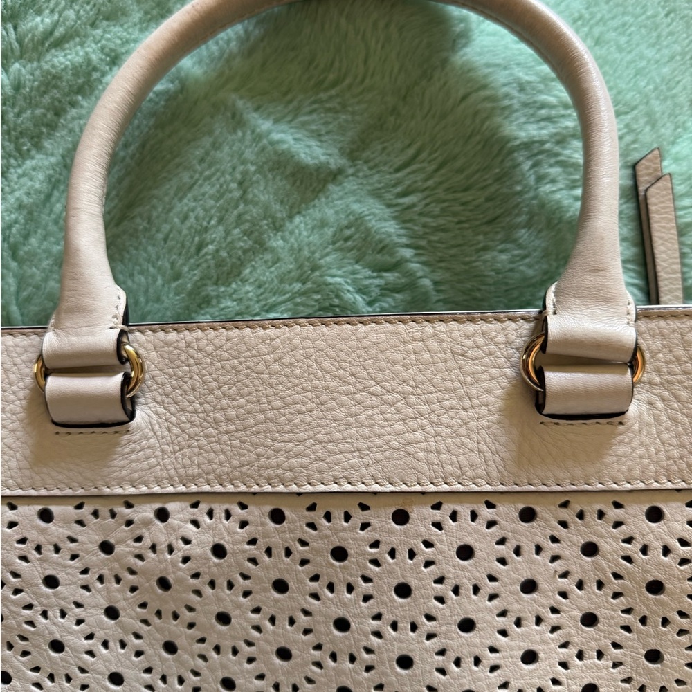 kate spade Cream Perforated Leather Satchel with Gold Hardware - Picture 12 of 15